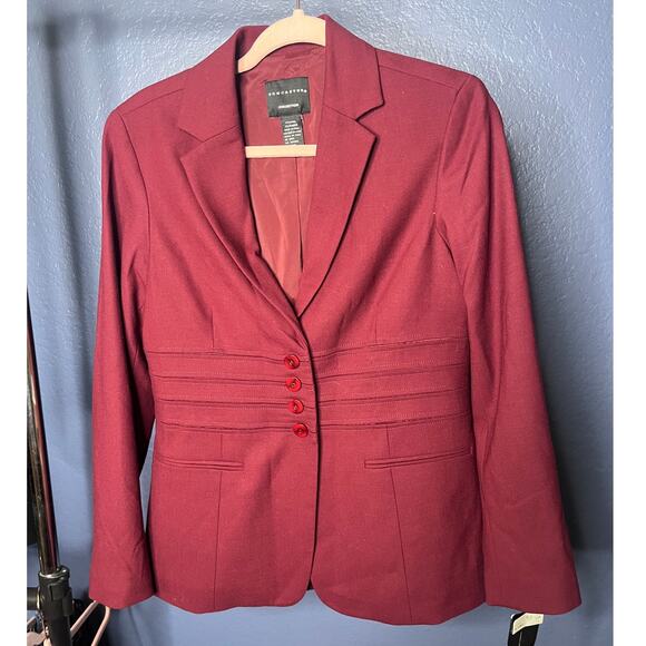 Doncaster Jackets & Blazers - Doncaster Collection Wool Blazer Jacket Burgundy Tailored Career Size 8 NWT